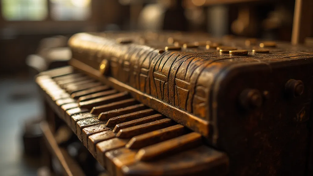 Vintage accordion keys, bokeh style.