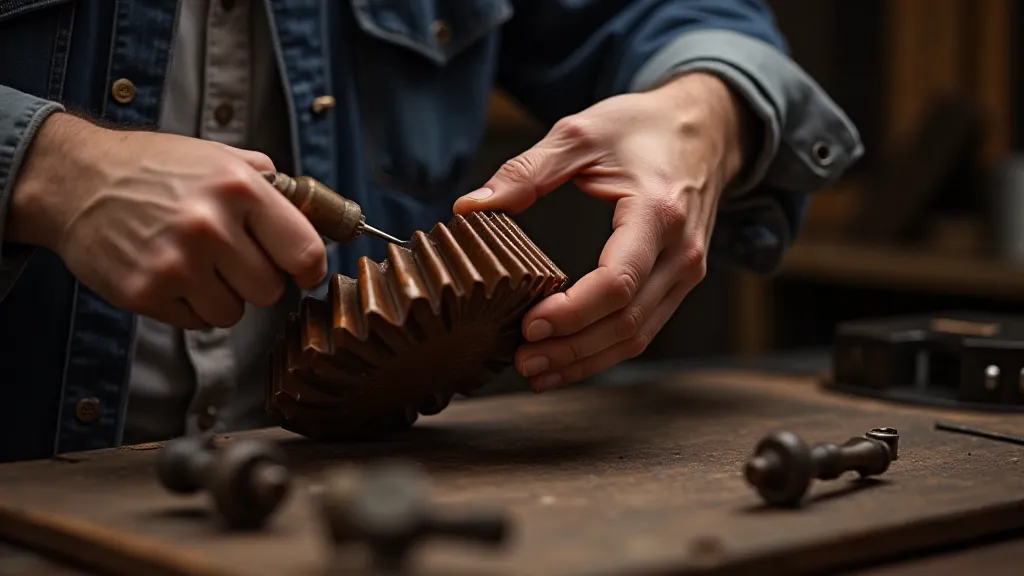 Craftsman repairing an accordion bellows.