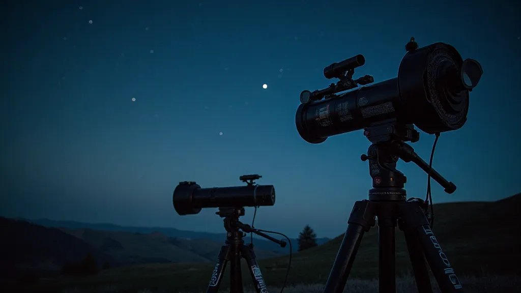 Typical astrophotography equipment setup.