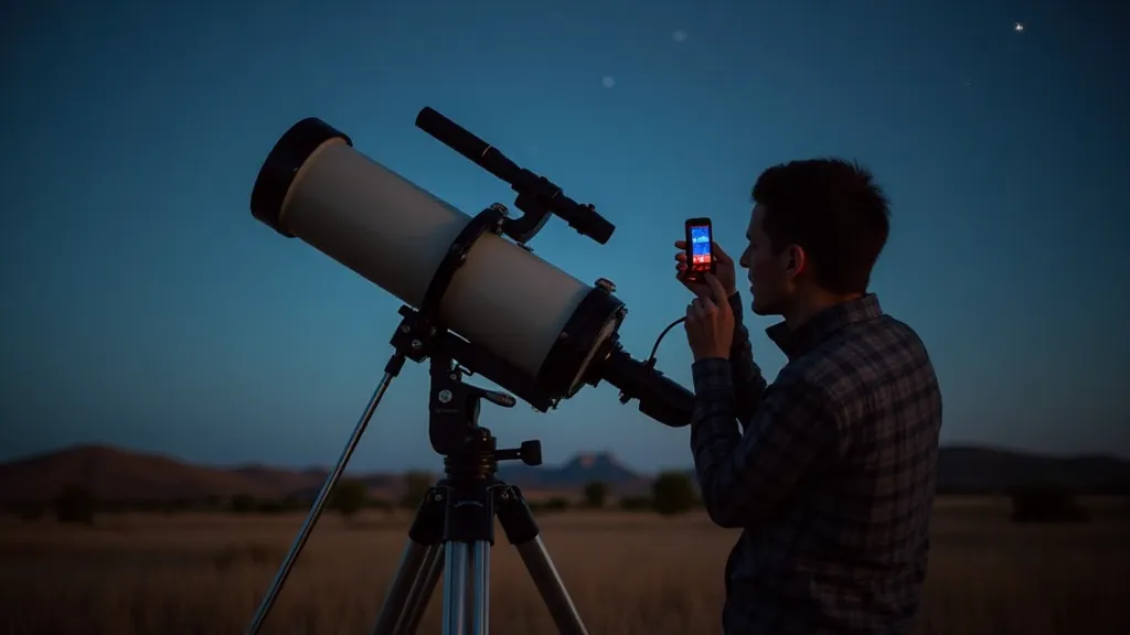 Astrophotographer using laser for polar alignment