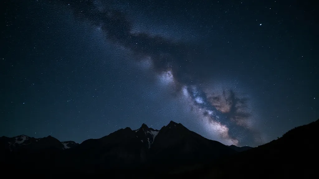 Starry sky over mountains