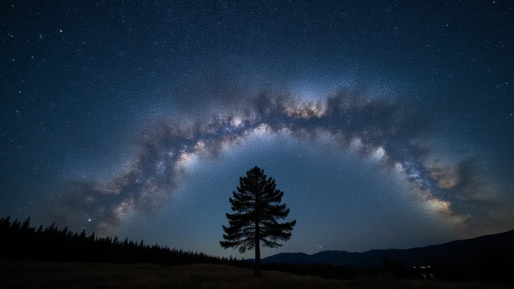 Milky Way over pine tree