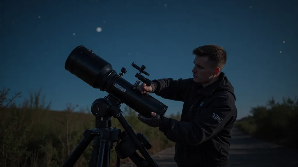 Astrophotographer setting up equatorial mount