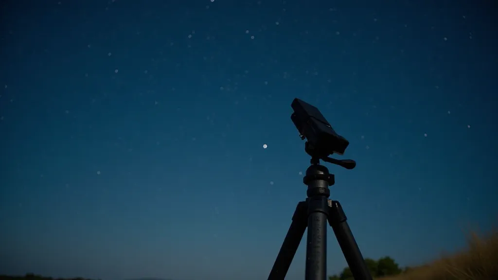 Smartphone on tripod capturing night sky