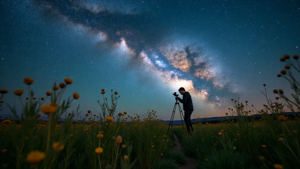 Wildflowers under starry night